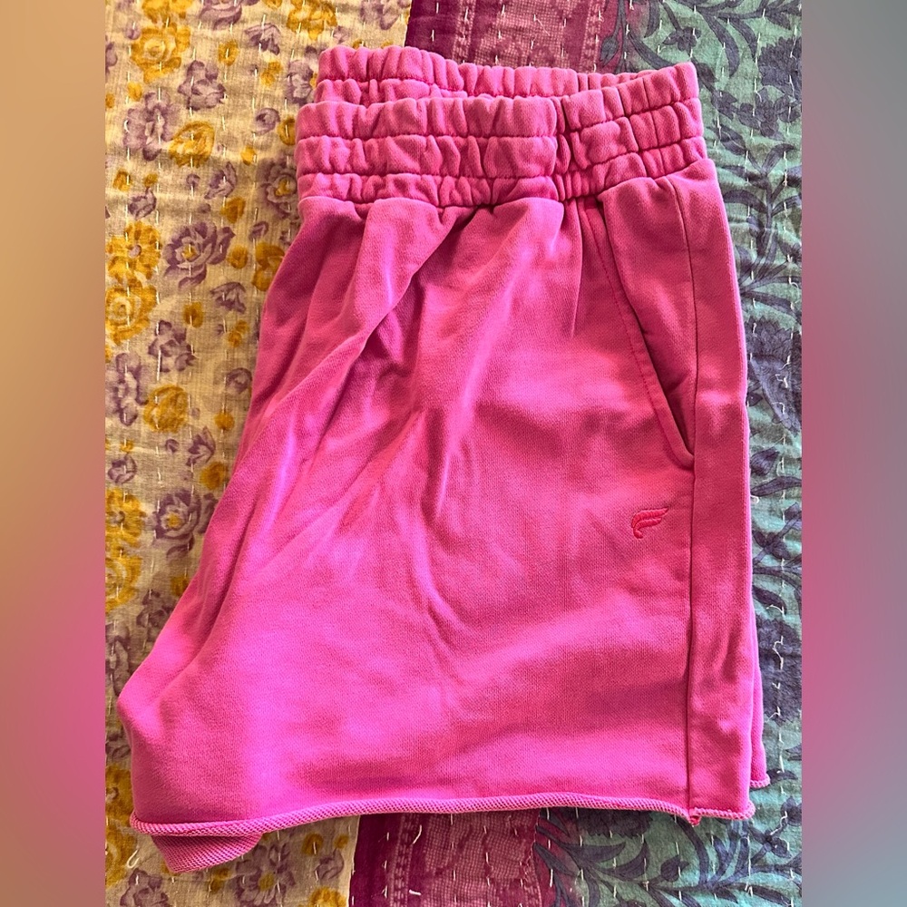 Fabletics pink sweat short, so cute! Size large.